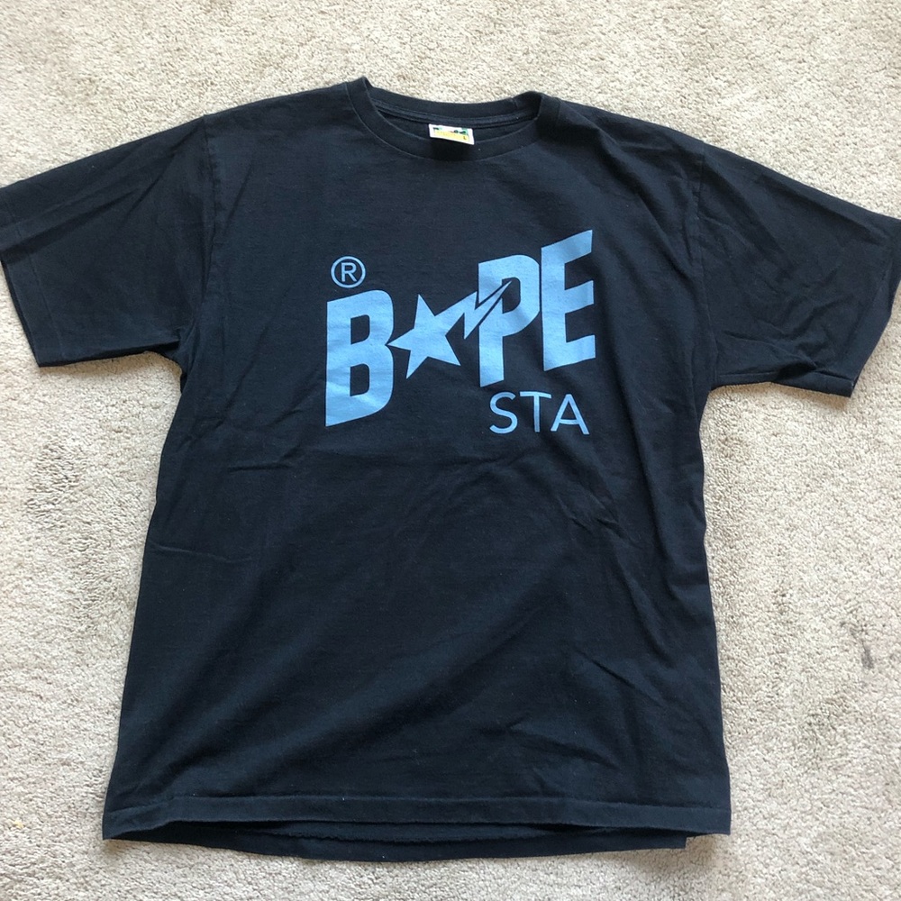 Bape “Bape-Sta” T Shirt - Black/Blue - Size L